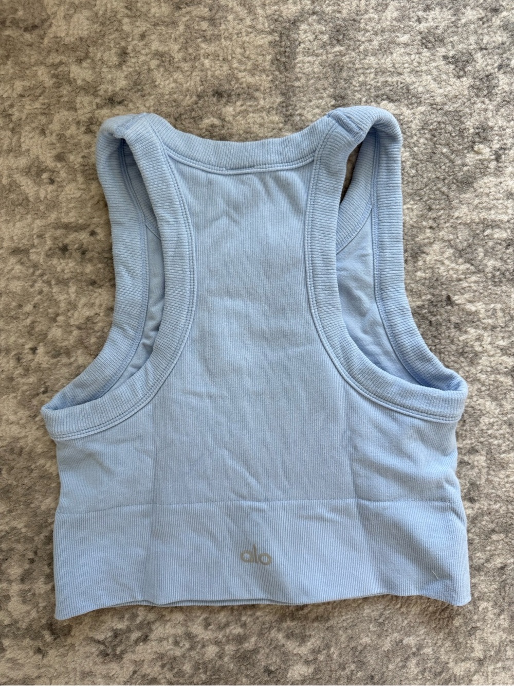 ALO Seamless Delight High Neck Bra (Seashell Blue)